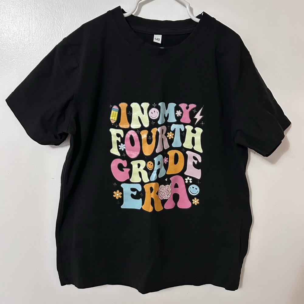 Kids Black Graphic Tee - "In My Fourth Grade Era"